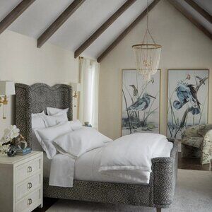 Ralph Lauren Euro Sham White ribbed scalloped edge cotton Shelby NWT